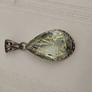 Gold Rutile Quartz 925 Pendant